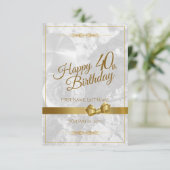 Carte Joyeux 40ème anniversaire avec arc en or (Debout devant)