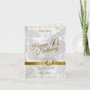 Carte Joyeux 40ème anniversaire avec arc en or