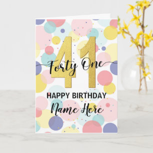 Carte Joyeux 41e anniversaire Pastel Rainbow and Gold Gi