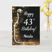Carte Joyeux 43e anniversaire Black and Gold Parties sci (Fleur jaune)