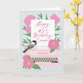 Carte Joyeux 43e anniversaire Cousin avec machine à écri (Fleur jaune)