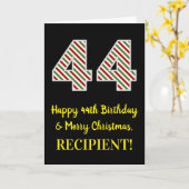 Carte Joyeux 44e anniversaire & Joyeux Noël, Nom personn (Fleur jaune)