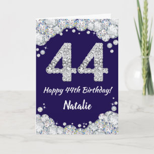 Carte Joyeux 44e anniversaire Marine Bleu et Parties sci