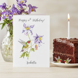 Carte Joyeux 44ème anniversaire Columbine avec Hummingbi
