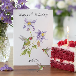 Carte Joyeux 45e anniversaire Columbine avec Hummingbird