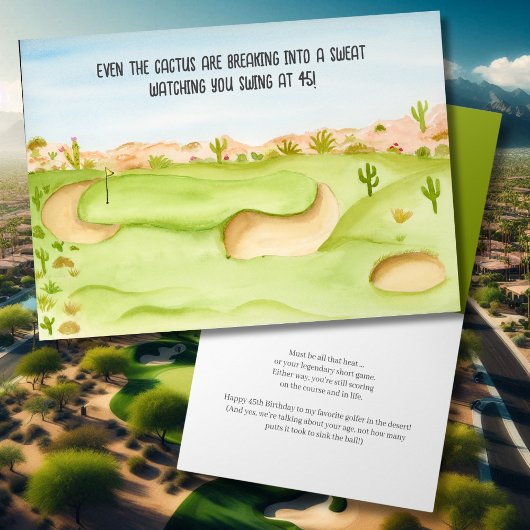 Carte Joyeux 45e anniversaire Desert Golf Course aquarel