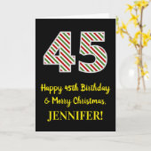 Carte Joyeux 45e anniversaire & Joyeux Noël, Nom personn (Fleur jaune)