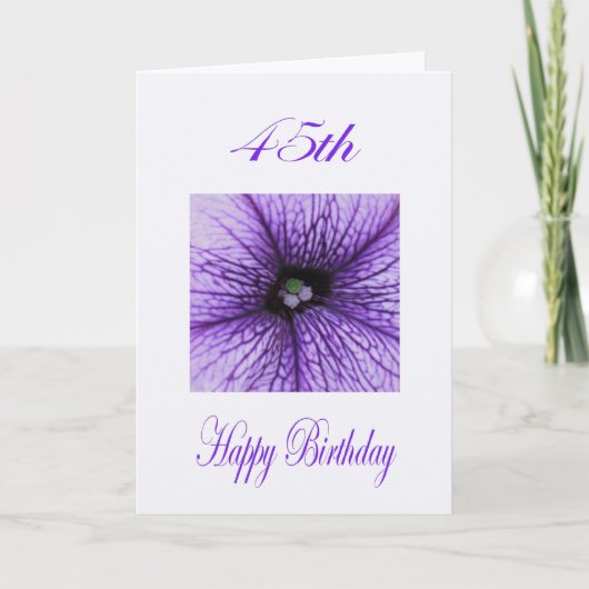 Carte Joyeux 45e anniversaire pourpre fleuron (Devant)