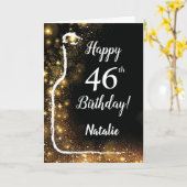 Carte Joyeux 46e anniversaire Black and Gold Parties sci (Fleur jaune)