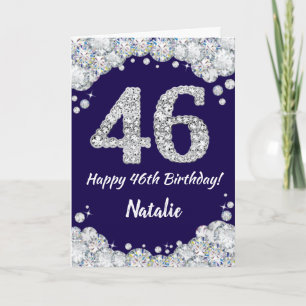 Carte Joyeux 46e anniversaire Marine Bleu et Parties sci