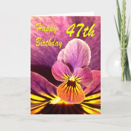 Carte Joyeux 47e Anniversaire Fleur Pensée (Devant)