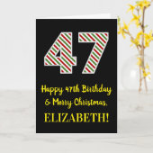 Carte Joyeux 47e anniversaire & Joyeux Noël, Nom personn (Fleur jaune)