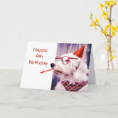 Carte Joyeux 4 Anniversaire Fun Dog Pet Blank Inside (Fleur jaune)