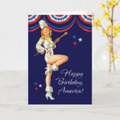 Carte Joyeux 4 juillet. Armoire rétro (Fleur jaune)