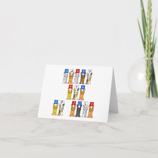 Carte Joyeux 4 juillet chats caricaturaux (Devant)