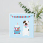 Carte Joyeux 4 Juillet Chien Rouge Blanc Bleu (Debout devant)