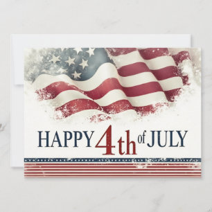 Carte Joyeux 4 juillet - Drapeau américain design vintag