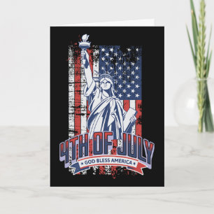 Carte Joyeux 4 juillet Drapeau américain Patriotique Fem