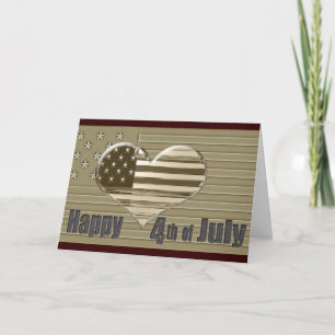 Carte Joyeux 4 juillet drapeau et coeur des États-Unis