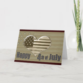 Carte Joyeux 4 juillet drapeau et coeur des États-Unis