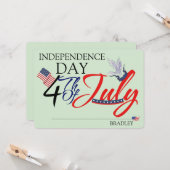 Carte Joyeux 4 juillet fête de l'Indépendance (Devant/Arrière en situation)