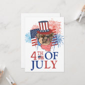 Carte Joyeux 4 juillet fête de l'indépendance (Devant/Arrière en situation)