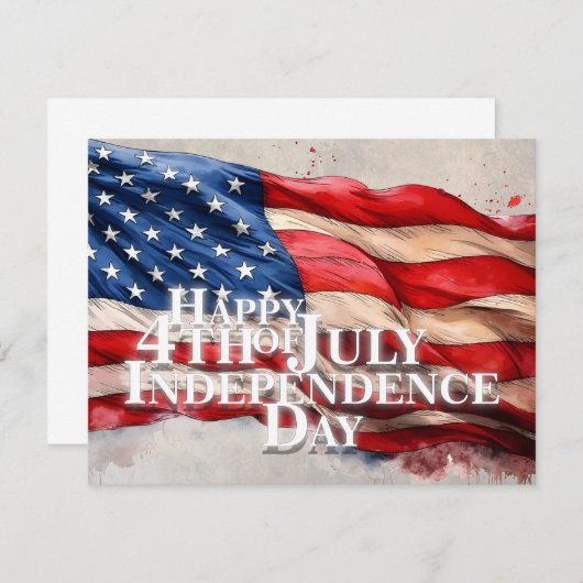 Carte Joyeux 4 juillet - Fête de l'Indépendance (Devant / Derrière)