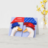 Carte Joyeux 4 juillet. Funny Ducks Custom (Fleur jaune)