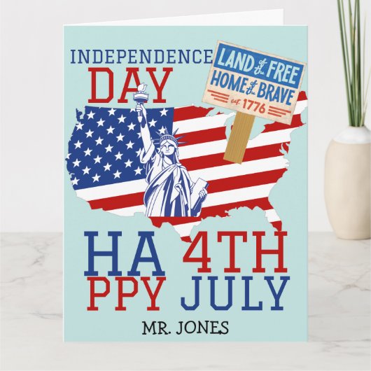 Carte Joyeux 4 juillet liberté du parti du Jour de l'Ind (Devant)
