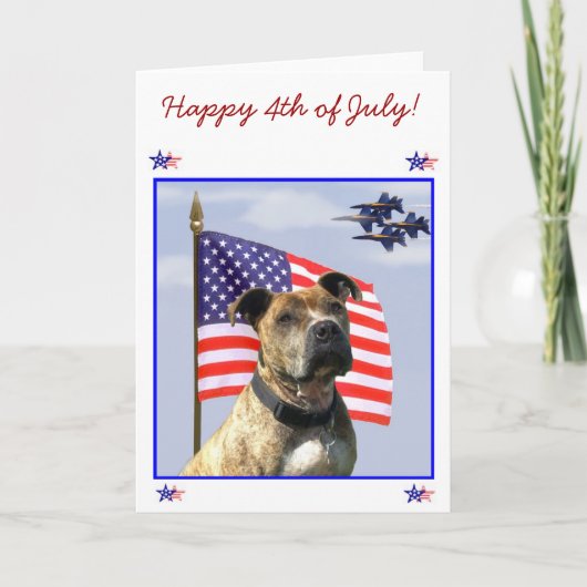 Carte Joyeux 4 juillet Patriotic pitbull dog (Devant)
