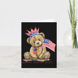 Carte Joyeux 4 juillet Patriotique Mignonne Ours Femmes 