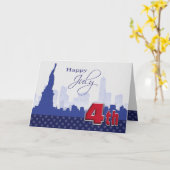 Carte Joyeux 4 juillet. Statue de la Liberté (Fleur jaune)