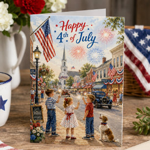 Carte Joyeux 4 juillet Vintage America Fête de l'Indépen