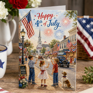 Carte Joyeux 4 juillet Vintage America Fête de l'Indépen