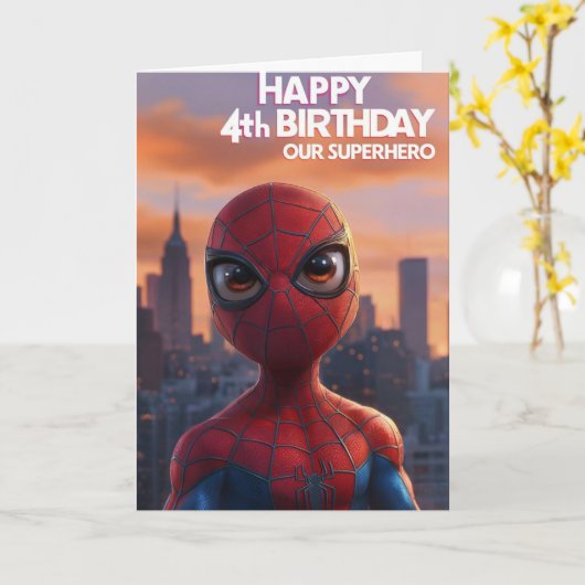 Carte Joyeux 4e anniversaire (Fleur jaune)