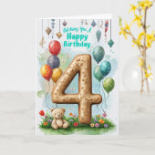 Carte Joyeux 4e anniversaire (Fleur jaune)