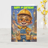 Carte Joyeux 4e anniversaire (Fleur jaune)