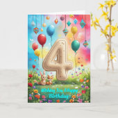 Carte Joyeux 4e anniversaire (Fleur jaune)