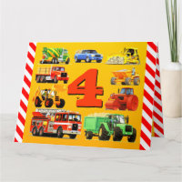 Joyeux 4e anniversaire Camions de construction