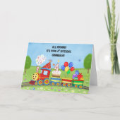 Carte Joyeux 4e anniversaire petit-fils Anniversaire Tra (Devant)