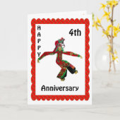 Carte Joyeux 4ème Anniversaire (Fleur jaune)