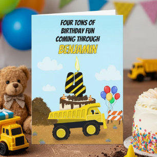 Carte Joyeux 4ème anniversaire Nom Tombereau