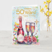Carte Joyeux 50e anniversaire (Fleur jaune)