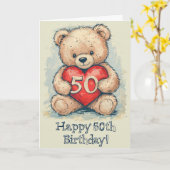 Carte Joyeux 50e anniversaire (Fleur jaune)