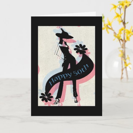 Carte Joyeux 50e anniversaire (Fleur jaune)