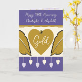 Carte Joyeux 50e anniversaire ajouter des noms or violet (Fleur jaune)
