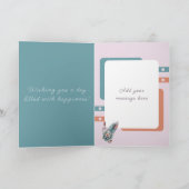 Carte Joyeux 50e anniversaire ajouter nom vert fleuri (Intérieur)