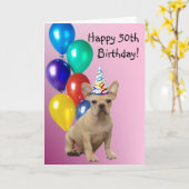 Carte Joyeux 50e anniversaire Bulldog français (Fleur jaune)