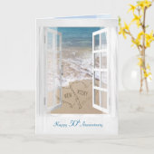 Carte Joyeux 50e anniversaire de la plage (Fleur jaune)