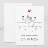 Carte Joyeux 50e anniversaire de Mariage Couple de coeur (Devant / Derrière)